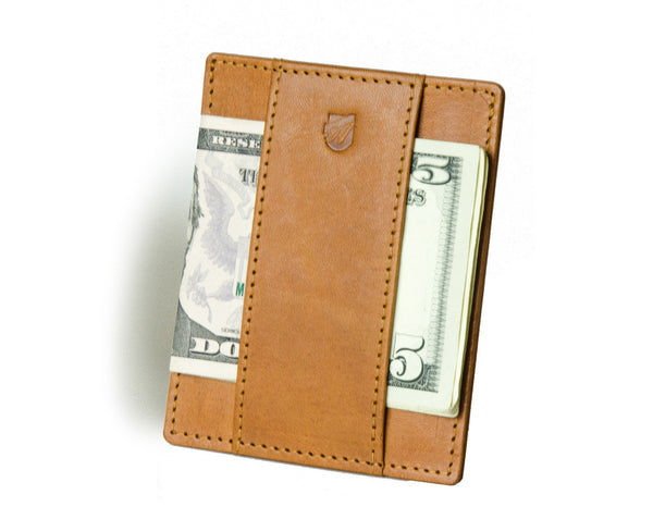 Levi Fine Leather Vertical Magnetic Money Clip Wallet