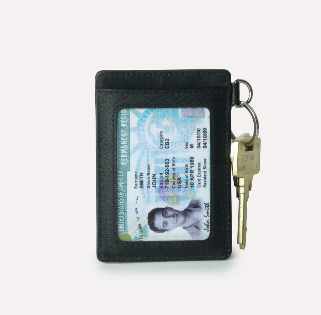 Badge+Holder+With+ZIPPER+ELV+PU+Leather+ID+Card+Wallet+5+Slots+RFID+Blocking  for sale online