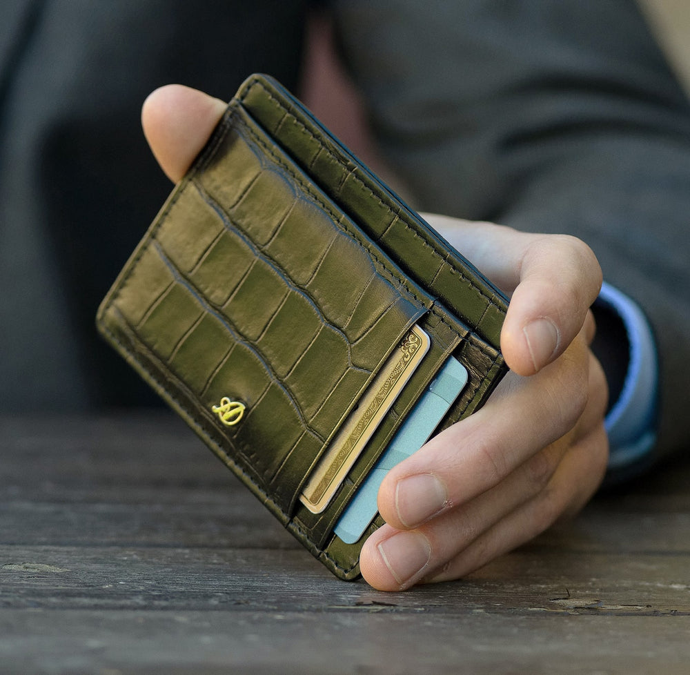Alligator Multi-Card Long Bifold Wallet Alligator Suit Wallet for Men