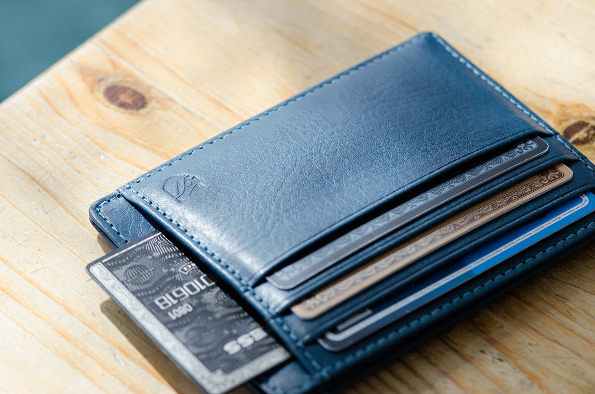 Nano - Saffiano Leather RFID-blocking Mini Wallet (blue) - axesswallets
